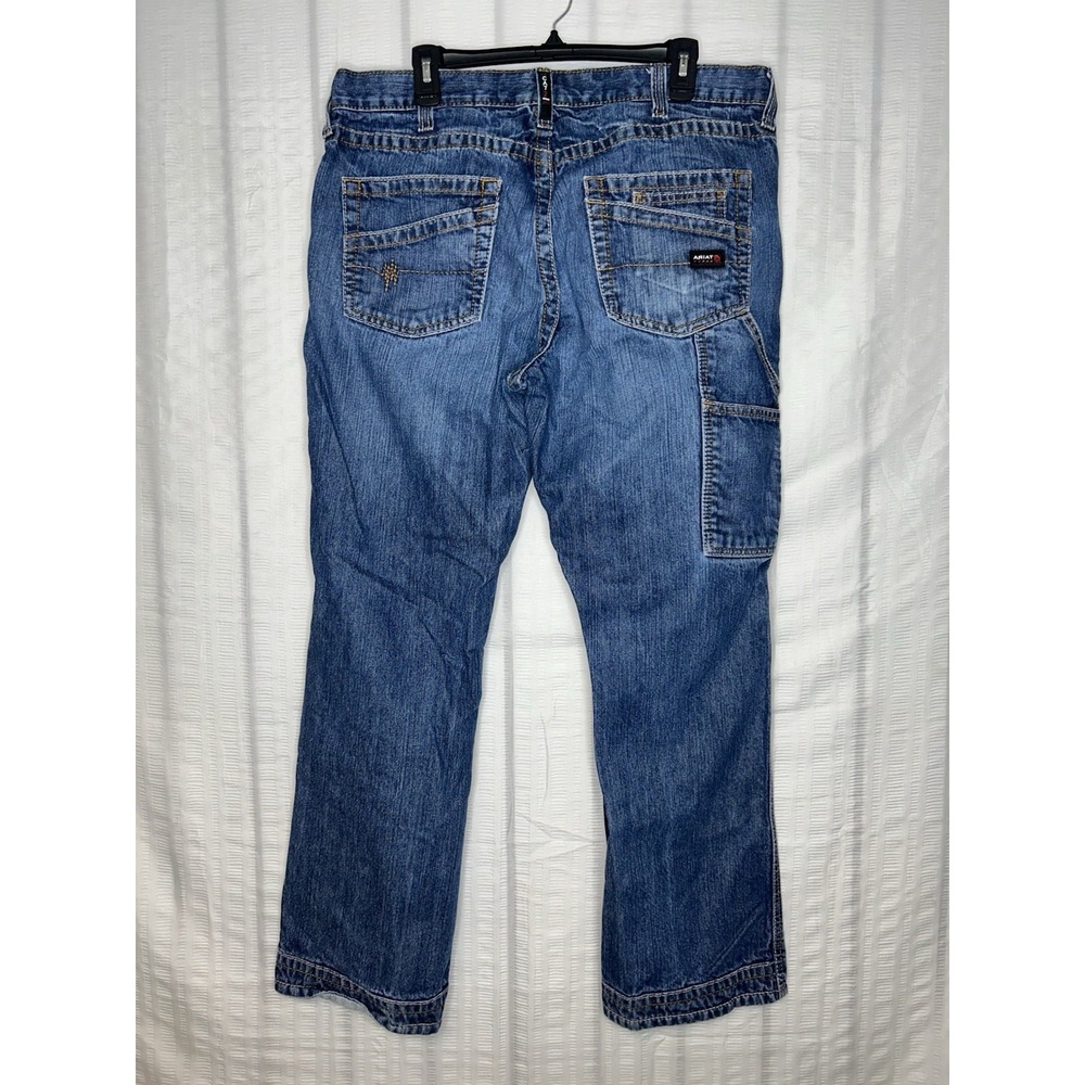 Ariat FR M4 Relaxed Boot Cut Jeans Men 36x32 Medium Wash Denim 9 Utility Pocket
